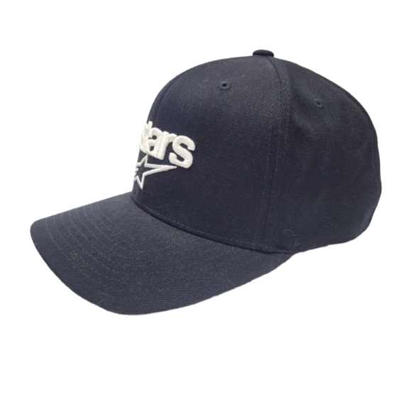 Alpinestars Black W/White Embroidered Logo Flex Back Baseball Hat/Cap  Sm-Med - Picture 2 of 9